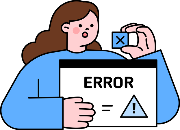 Chica recibe error en el sitio web  Ilustración