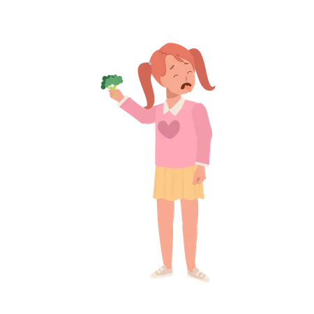 Chica odia el brócoli  Ilustración