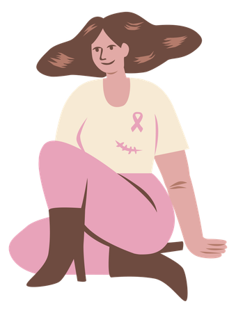 Chica para concientizar sobre el cáncer de mama  Ilustración