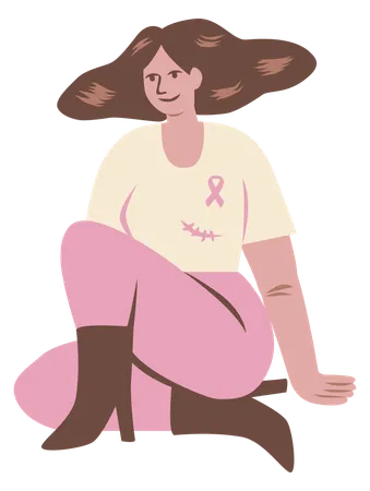 Chica para concientizar sobre el cáncer de mama  Ilustración