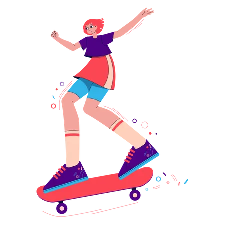 Chica patinando  Ilustración