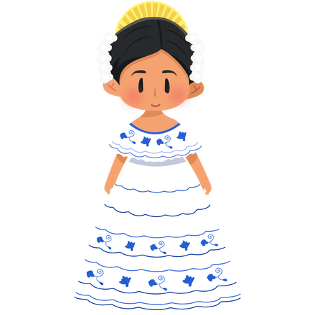 Chica pollera panameña  Ilustración