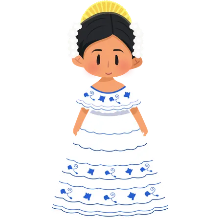 Chica pollera panameña  Ilustración