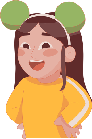 Chica posa con las manos en las caderas  Ilustración