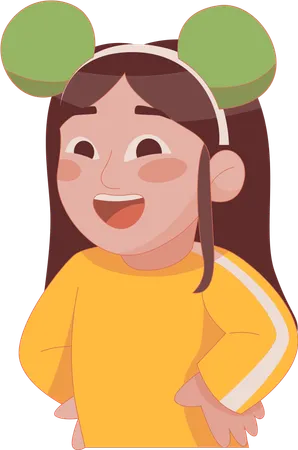 Chica posa con las manos en las caderas  Ilustración