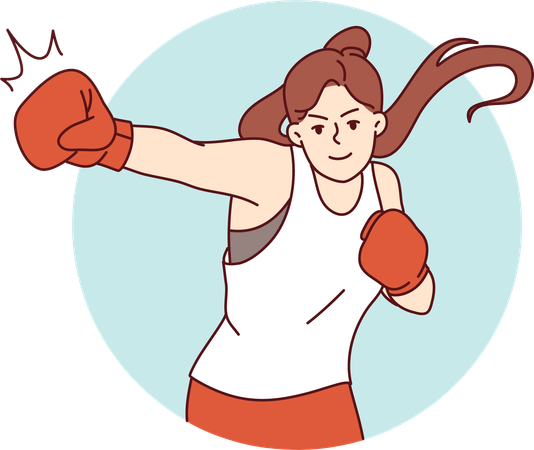 Chica practicando boxeo  Ilustración