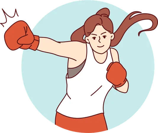 Chica practicando boxeo  Ilustración