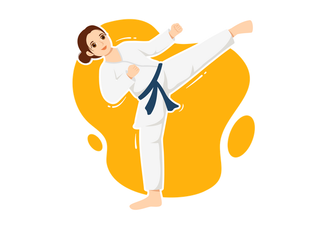 Chica practicando karate  Ilustración