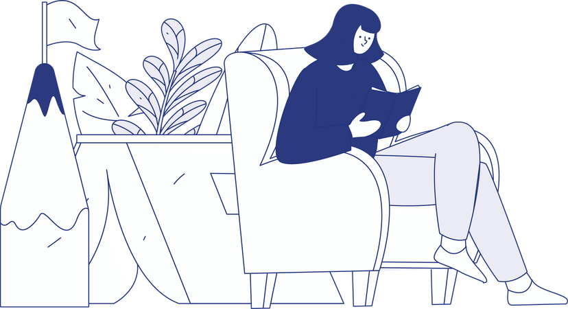 Chica preparando examen  Ilustración