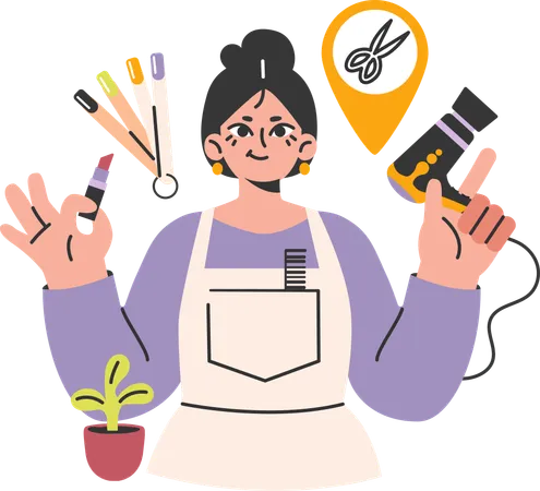 Chica trabajando como maquilladora  Ilustración