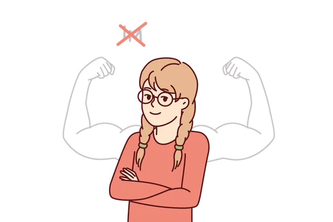 La chica quiere hacer entrenamiento muscular.  Ilustración