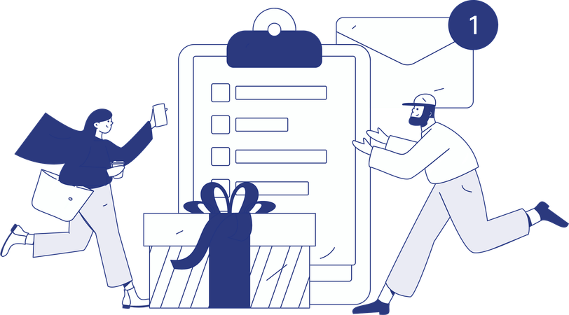 Chica realizando una encuesta sobre el comportamiento del cliente  Ilustración