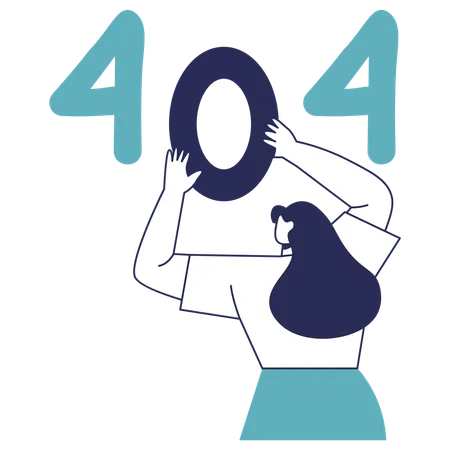 Chica recibiendo el error 404  Ilustración