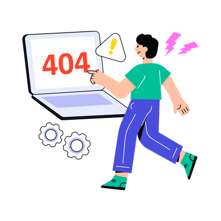 Chica recibiendo el error 404  Ilustración