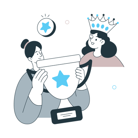 Chica recompensando el trabajo en equipo  Ilustración