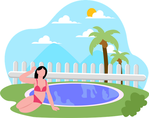 Chica relajándose de vacaciones  Ilustración