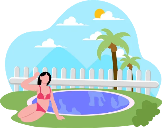 Chica relajándose de vacaciones  Ilustración