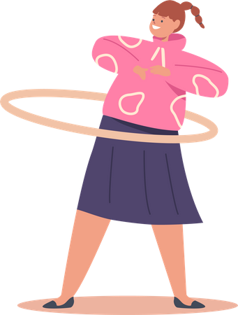 Chica rodando Hula Hoop  Ilustración