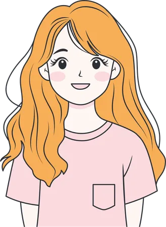 Chica de cabello rubio sonriendo  Ilustración