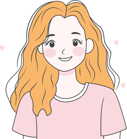 Chica de cabello rubio sonriendo  Ilustración