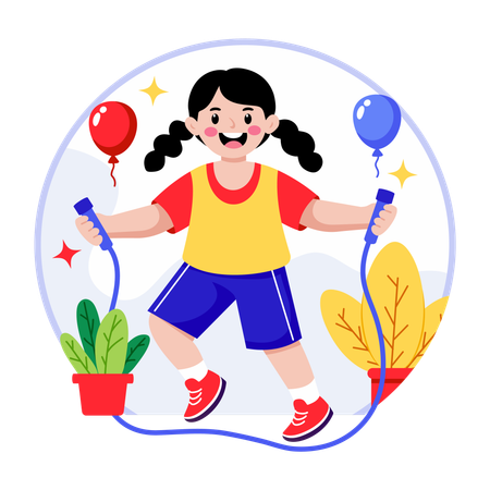 Chica haciendo saltar la cuerda  Ilustración