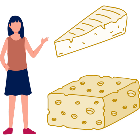 Niña señalando queso  Ilustración