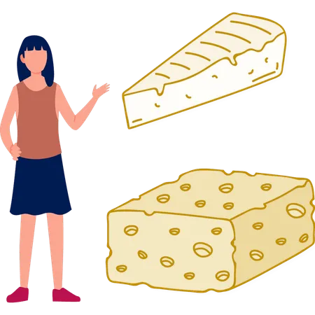 Niña señalando queso  Ilustración