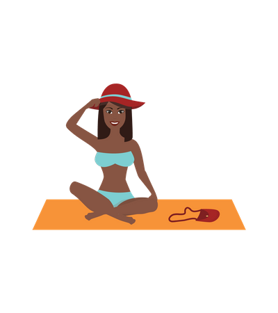 Chica sentada en la playa  Illustration