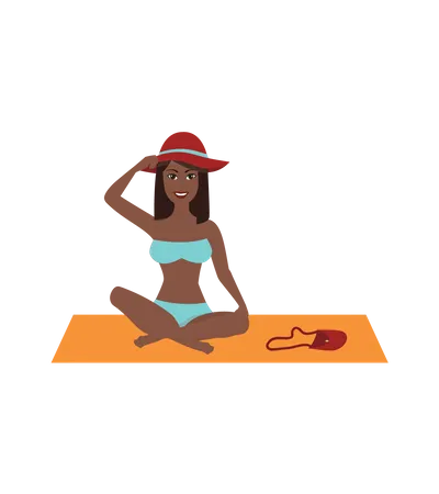 Chica sentada en la playa  Illustration