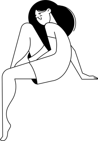 Chica sentada en pose  Ilustración