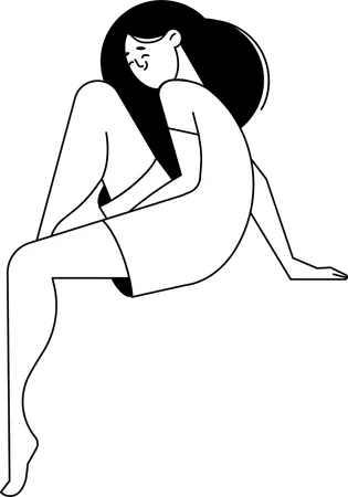 Chica sentada en pose  Ilustración