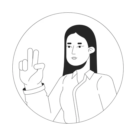 Signo de la paz chica asiática con pelo largo y liso  Ilustración