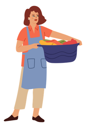 Chica sujetando tina de tela  Illustration