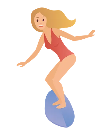 Chica surfeando  Ilustración