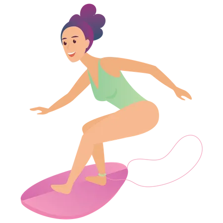Chica surfeando  Ilustración