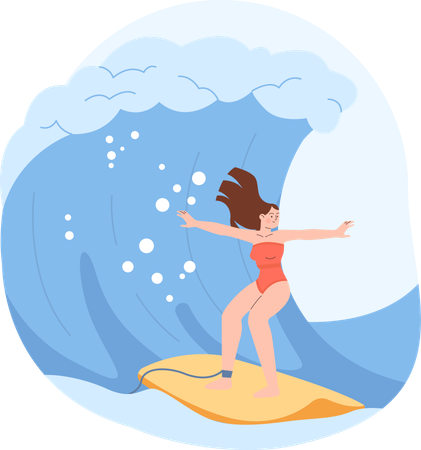 Ola de surf chica  Ilustración