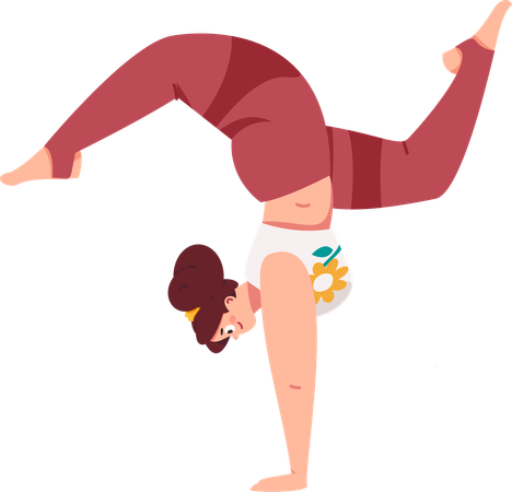 Chica teniendo una sesión de yoga  Ilustración