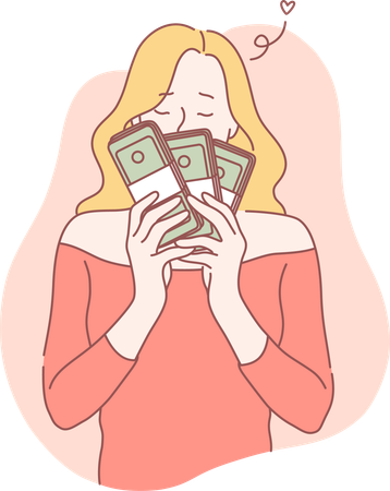 La chica tiene mucho dinero.  Ilustración