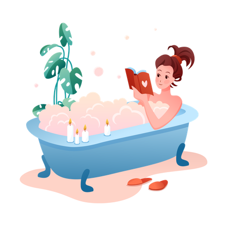 Chica bañándose  Ilustración