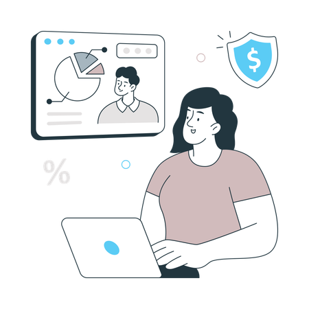Chica tomando capacitación empresarial  Ilustración
