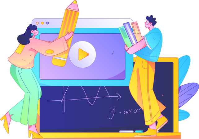 Chica tomando clases de matemáticas en línea  Ilustración