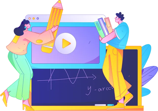 Chica tomando clases de matemáticas en línea  Ilustración