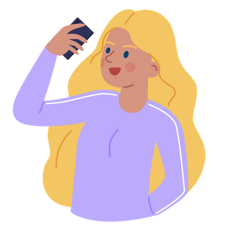 Chica tomando selfie  Ilustración