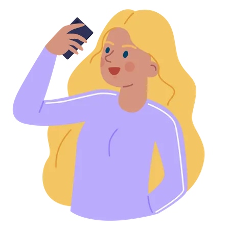 Chica tomando selfie  Ilustración