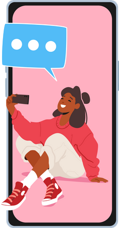 Chica tomando selfie  Ilustración