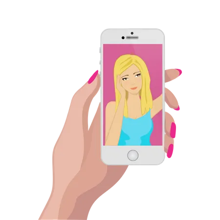 Chica tomando selfie  Ilustración