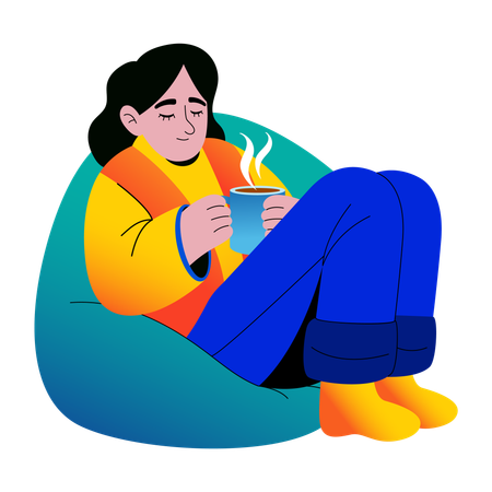 Niña bebiendo té  Ilustración