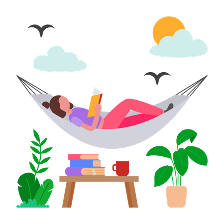 Chica tomando un descanso mental  Ilustración