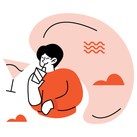 Chica tomando una bebida muy deliciosa  Illustration