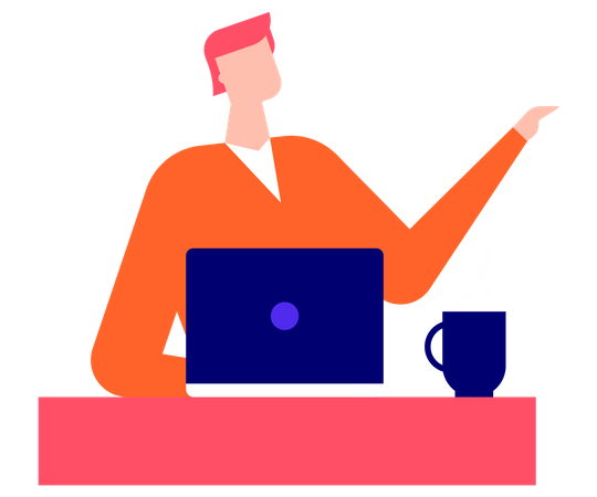 Chica trabajando desde casa  Ilustración